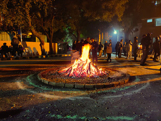 Burning of wood as part of Lohri event